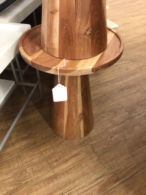 16" Round Wood/Cone Base Accent Table