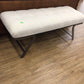 AS-IS Cream Tufted Bench W/Metal Legs(Light Soil)