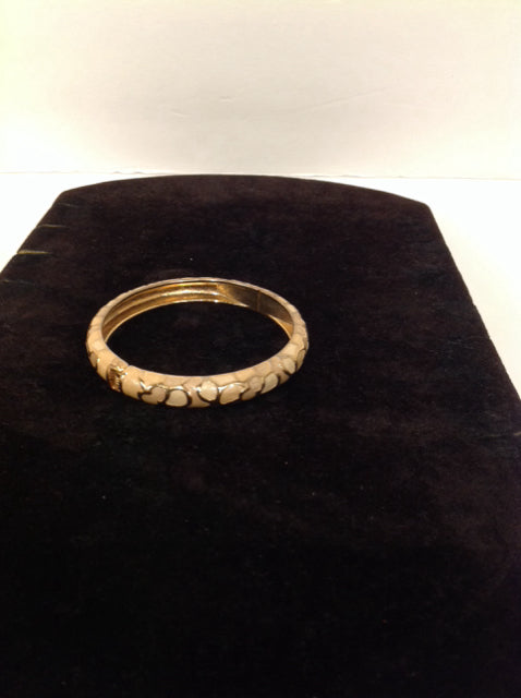 Gold w/Tan Enamel Bangle Bracelet
