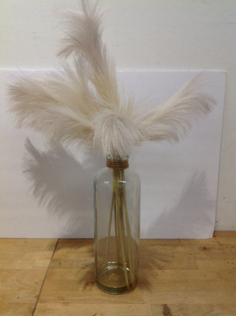 13" Faux Pampas Grass in Glass Bottle