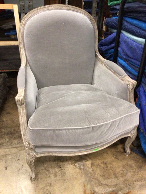 RH Light Wood Grey Fabric Arm Chair