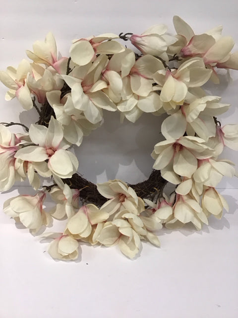 Magnolia Floral Wreath in Twig Base