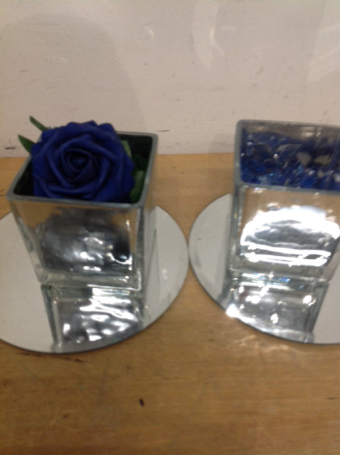 Set Of 2 Mirror Glass Centerpieces