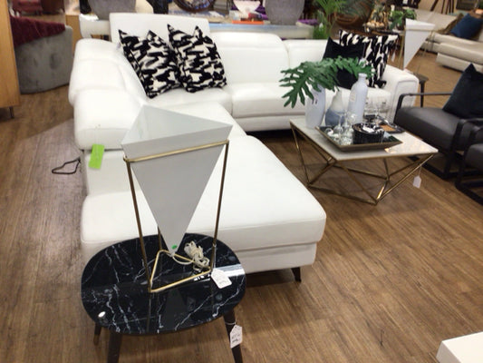 White Leather Dual Power Reclining 5 PC Sectional