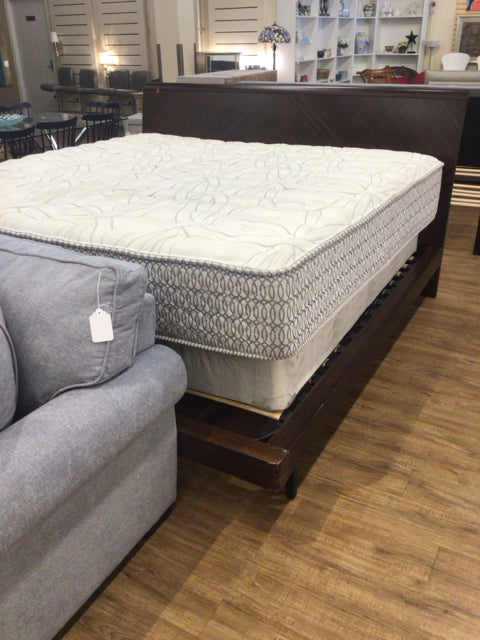 AS-IS Dark Wood & Metal King Platform Bed(Scratches/Chips/Knicks)