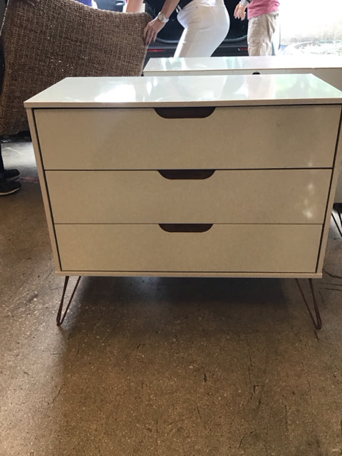 Cream Lacqered 3 Drawer Dresser As Is