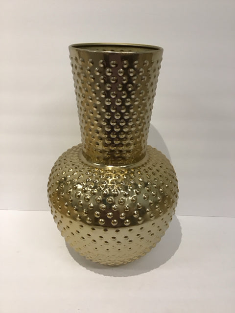22" Textured Gold Metal Vase