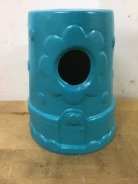 6" Turquoise Pottery Flower Bird House