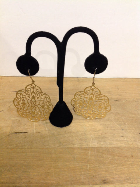 Gold Medallion Dangle Earrings