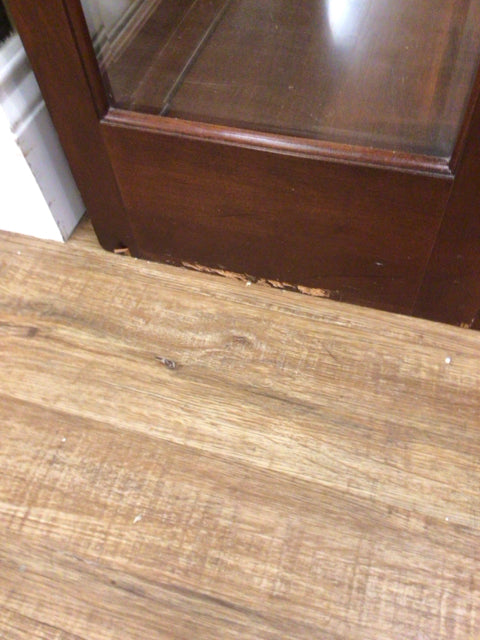 AS-IS Ethan Allen Wood & Glass Door Display Cabinet(Bottom Mark)