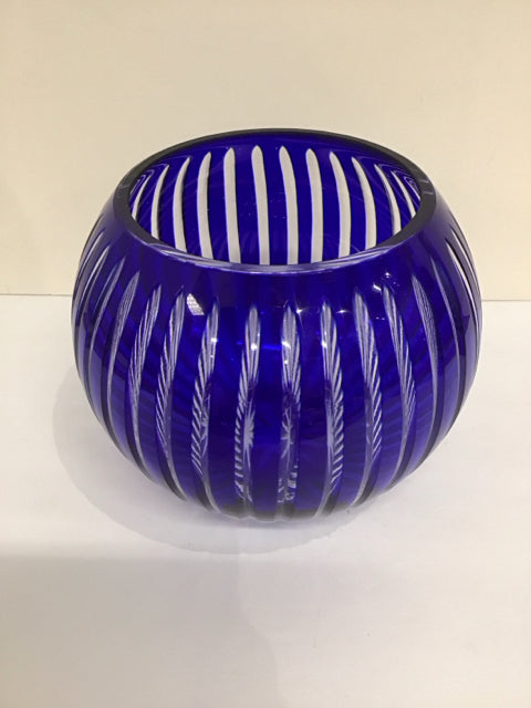 8" Cobalt Blue Cut to Clear Bowl