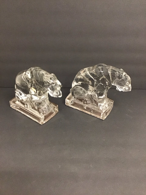 Glass Panther Bookends