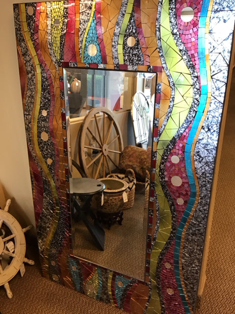 58"x35.5" Colorful Glass Mosaic Mirror