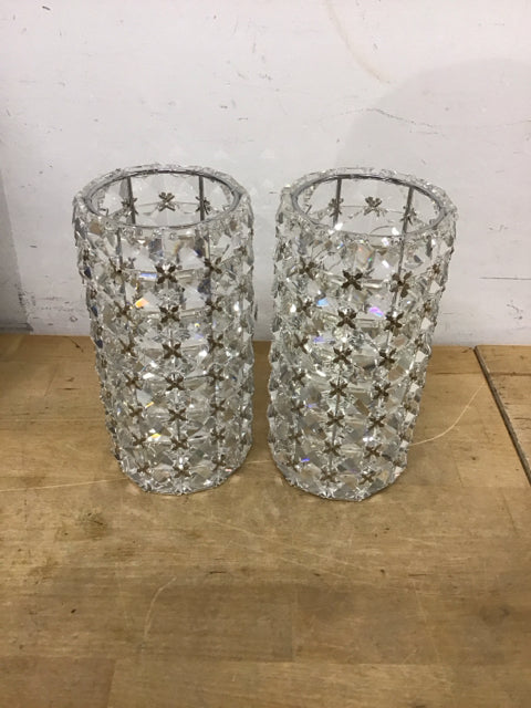 7.5" Pair Of Crystall Illuminated Candle Holder