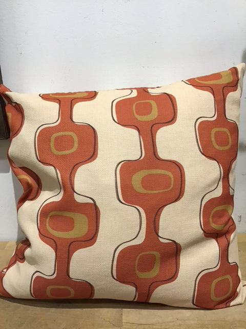 20" Tan W/ Orange Mid Century Design