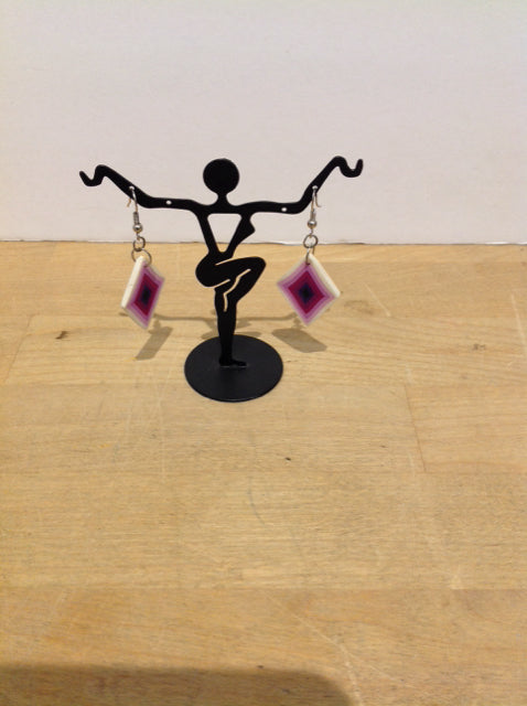 Purple Striped Clay Dangle Earrings
