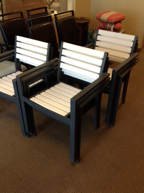 Set/8 Stackable Pavilion Gunmetal Outdoor Chairs