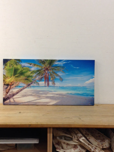 39x20 Gallery Wrapped Beach Scene w/Palm Trees