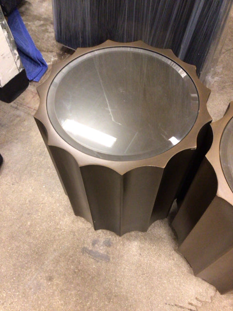 18" Bronze Fluted Accent Table