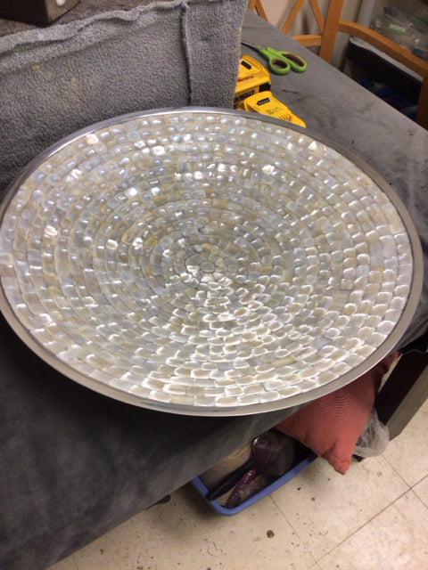 20" Justin Knight Large Shallow Mother Of Pearl Bowl