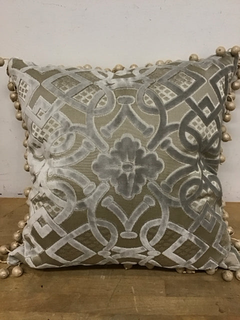 22" Velvet Cut Ball Trim Pillow Print