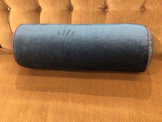 Blue Lumbar Pillow W/Twisted Red/Blue Border