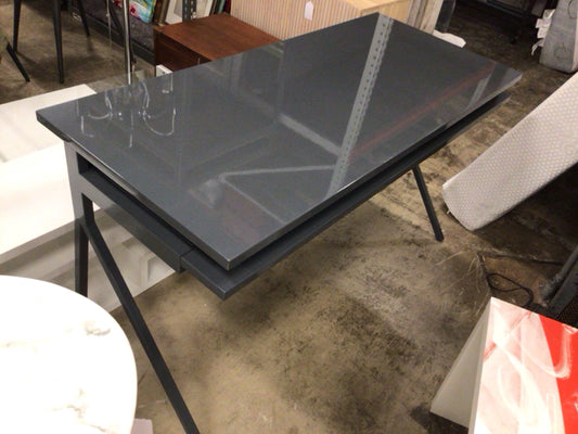 AS-IS Grey Lacqured Metal Leg Desk(Scratches In Top)