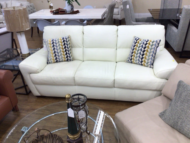 Baers Furniture Superb Creations Cream Leather Sofa