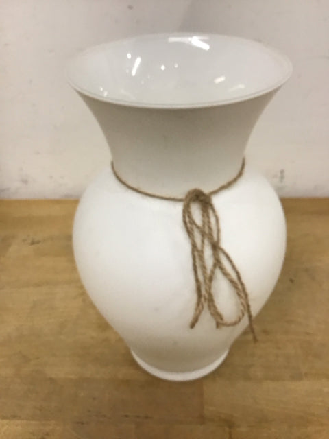 11" White Glass Vase