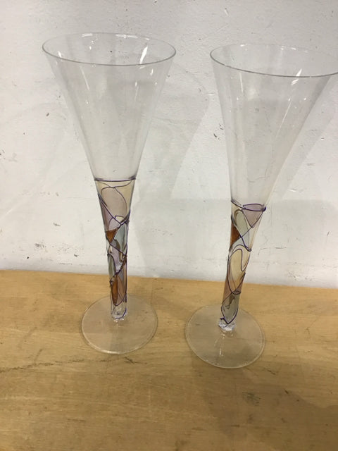 Pair Of Painted Flutes