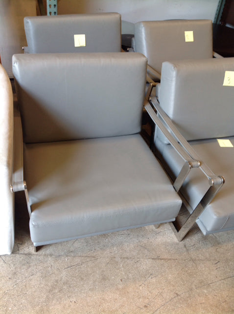 Grey Vinyl & Chrome Chair