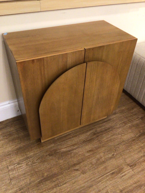 31.5" X 30.6" Nathan James Wood Mid-Century Arched Storage Cabinet Light Brown