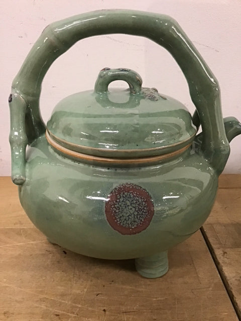 9" H Teal Asian Ceramic Teapot