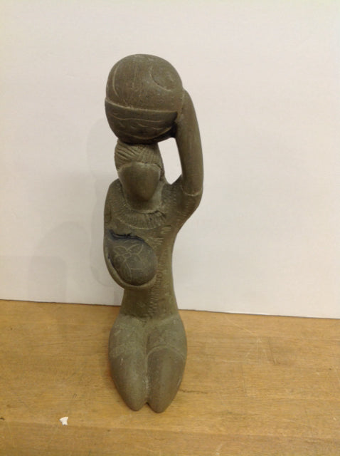 11" Stone Figure w/Bowl on Head