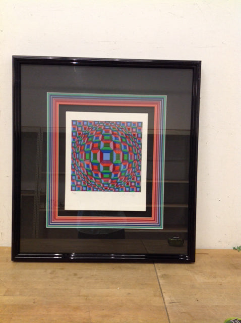 26.5x23.5 Framed Vasarely "Ondo Vega" S/N