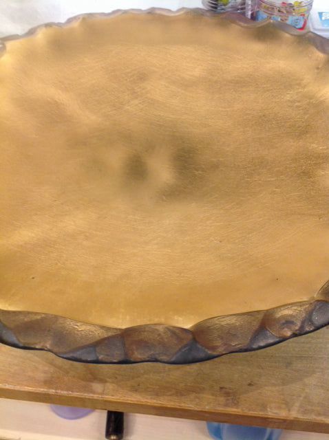 Bowl- 22" Gold Scallop Edge