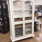 AS-IS Lane White Wood & Glass Display Cabinet(Small Crack In Back Top Area Repai