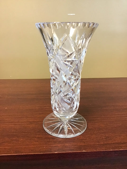 10" Cut Glass Footed Vase