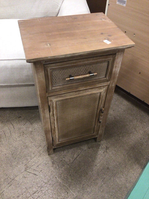 AS-IS Wood One Drawer/One Door End Table(Top Scratched)
