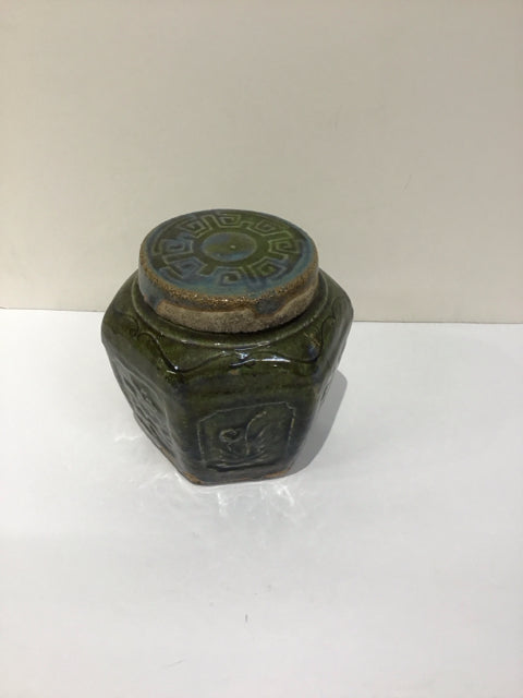 6" Quing Dynasty Green Glazed Ceramic Urn