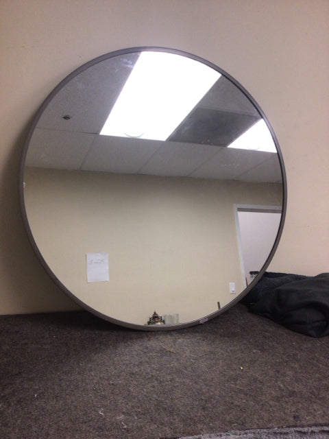 29 7/8" Round Grey Framed Mirror