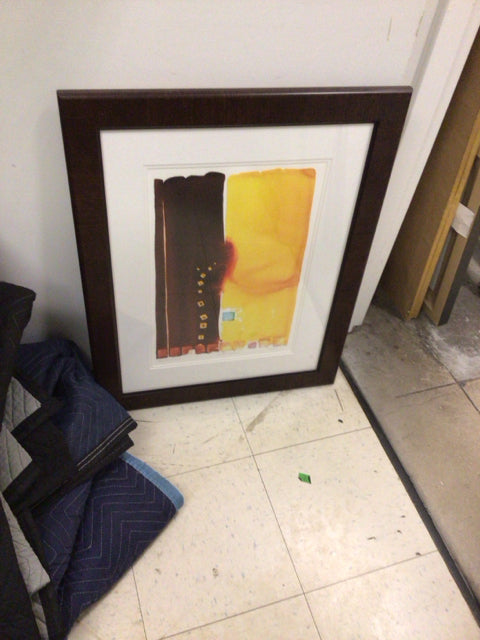 23" X 29" Dark Wood Framed Abstract Print