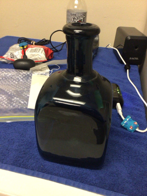 7 5/8" Dark Blue/Black Glass Vase