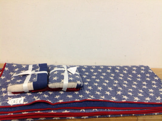 3 Pc Pottery Barn Stars and Stripes Queen Quilt Set
