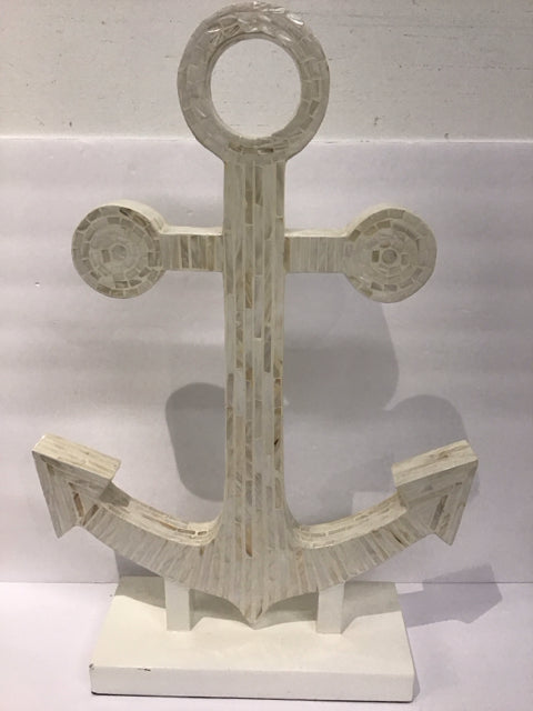 24" White MOP Mosaic Anchor Sculpture