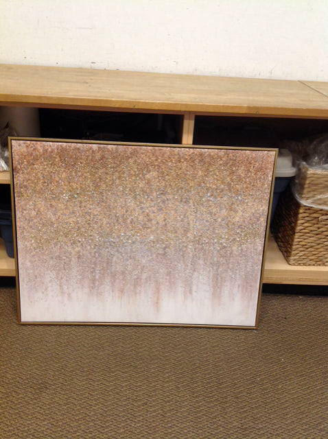 30x39.5 Framed Gold & Clear Stones Abstract