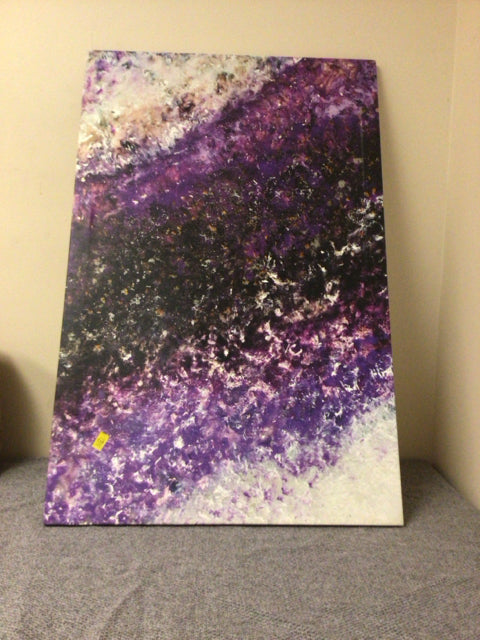 26" X 40 1/8" Abstract Amethyst Print On Canvas