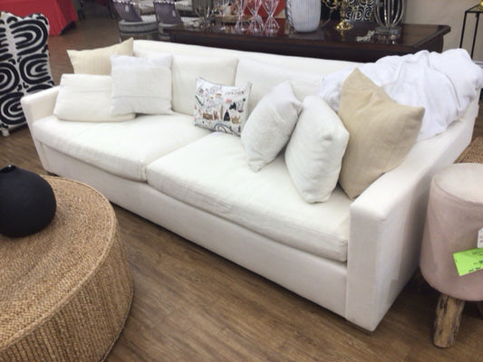 RH White Fabric Two Seat Sofa