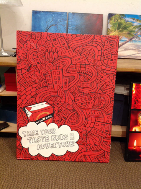 36x48 Red "Wok Box" Print on Canvas AS-IS