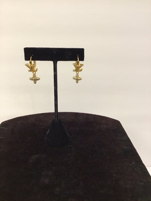 LV Style Gold Dangling Hoop Earrings